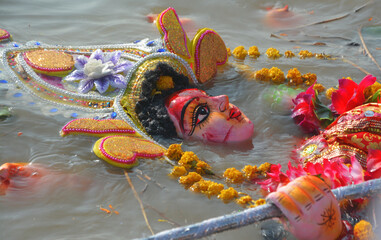 Submission of durga idol on the day of bijoya dosomi