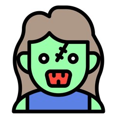 Zombie woman avatar, Halloween costume vector icon