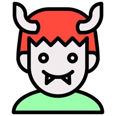 Demon avatar, Halloween costume vector icon