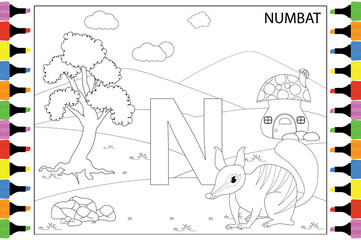 coloring animal for kids with alphabet letters
