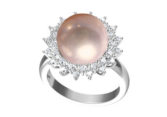 Fototapeta premium Wedding Ring on white background .3D rendering