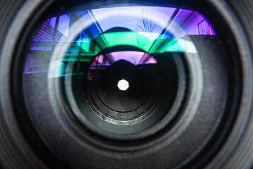 Camera lens with lense reflections.