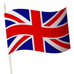Vector Waving flag on a flagpole. The national flag of England. Color symbol isolated on white.