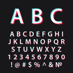 Fototapeta Vector Glitch alphabet. Modern social media font obraz
