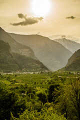 A hazy sunset in Sangla valley