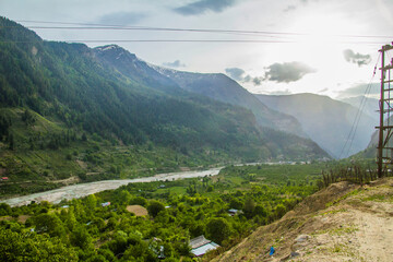 A hazy sunset in Sangla valley