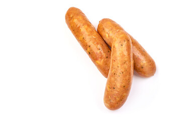 German bratwurst sausages, isolated on white background