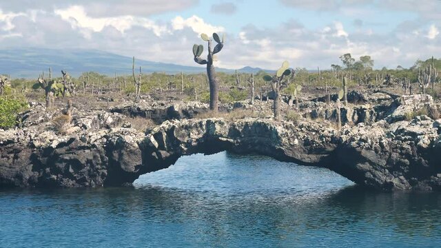 Natural Lava Rock Formation Arches, Caves and Overhanging Cliffs, Los Tuneles,