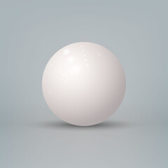 Realistic 3d glossy white sphere isolated on white background