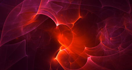 3D rendering abstract red fractal light background