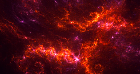 3D rendering abstract red fractal light background