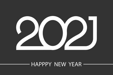 Happy New Year 2021 text design logo. Vector illustration
