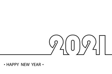 Happy New Year 2021 text design logo. Vector illustration