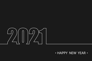 Happy New Year 2021 text design logo. Vector illustration