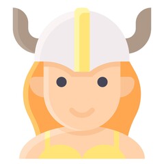 Female viking avatar, Halloween costume vector icon