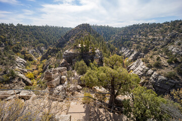 Sunny view of the Walnut Canyon National Monument