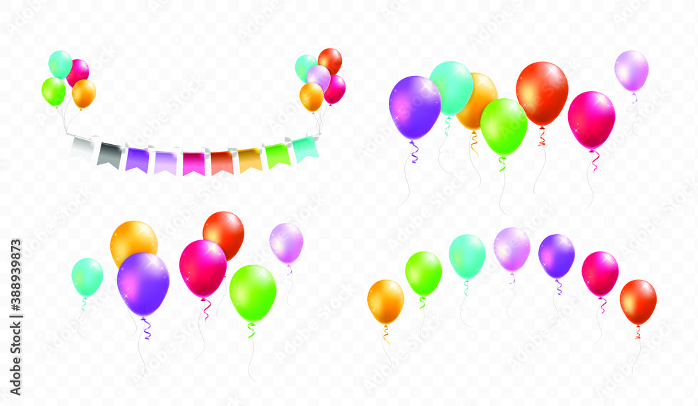 Poster set of realistic isolated colorful party elements on transparent background . isolated vector elemen