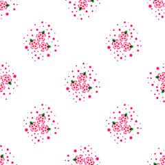 Vector seamless pattern with pink flowers on a white background. Use in fabric, wrapping paper, wallpaper, bags, clothes, dishes, cases on smartphones and tablets.