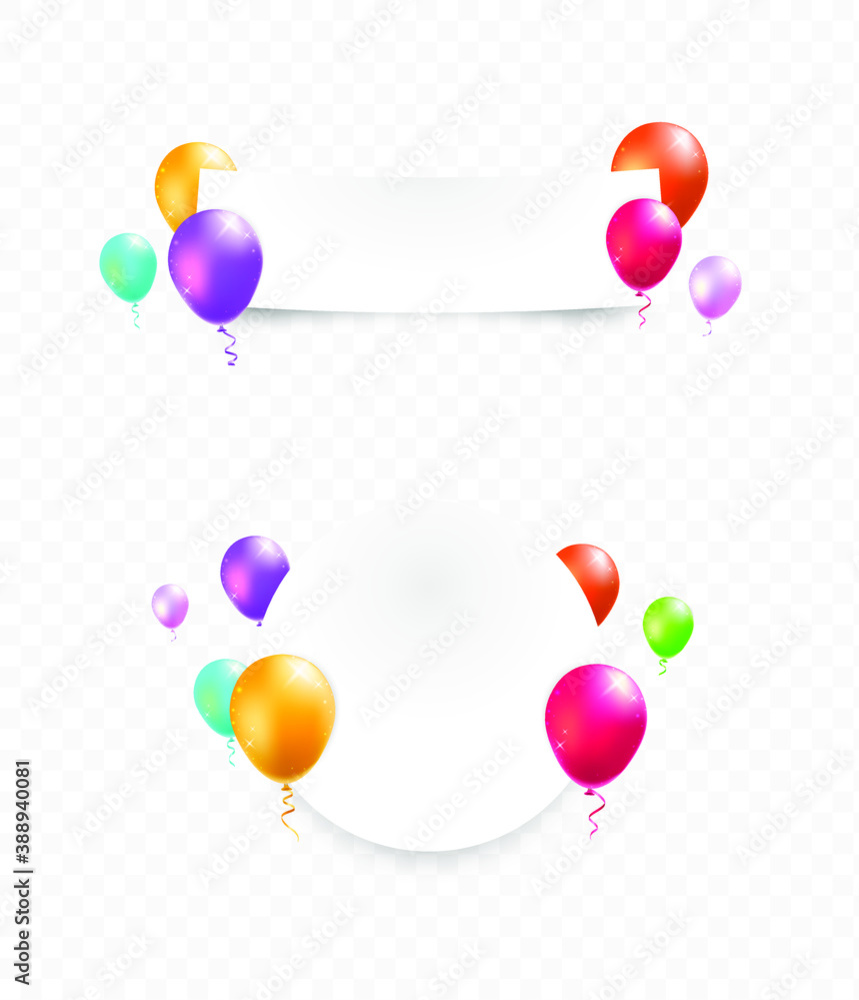 Poster set of realistic isolated colorful party elements on transparent background . isolated vector elemen