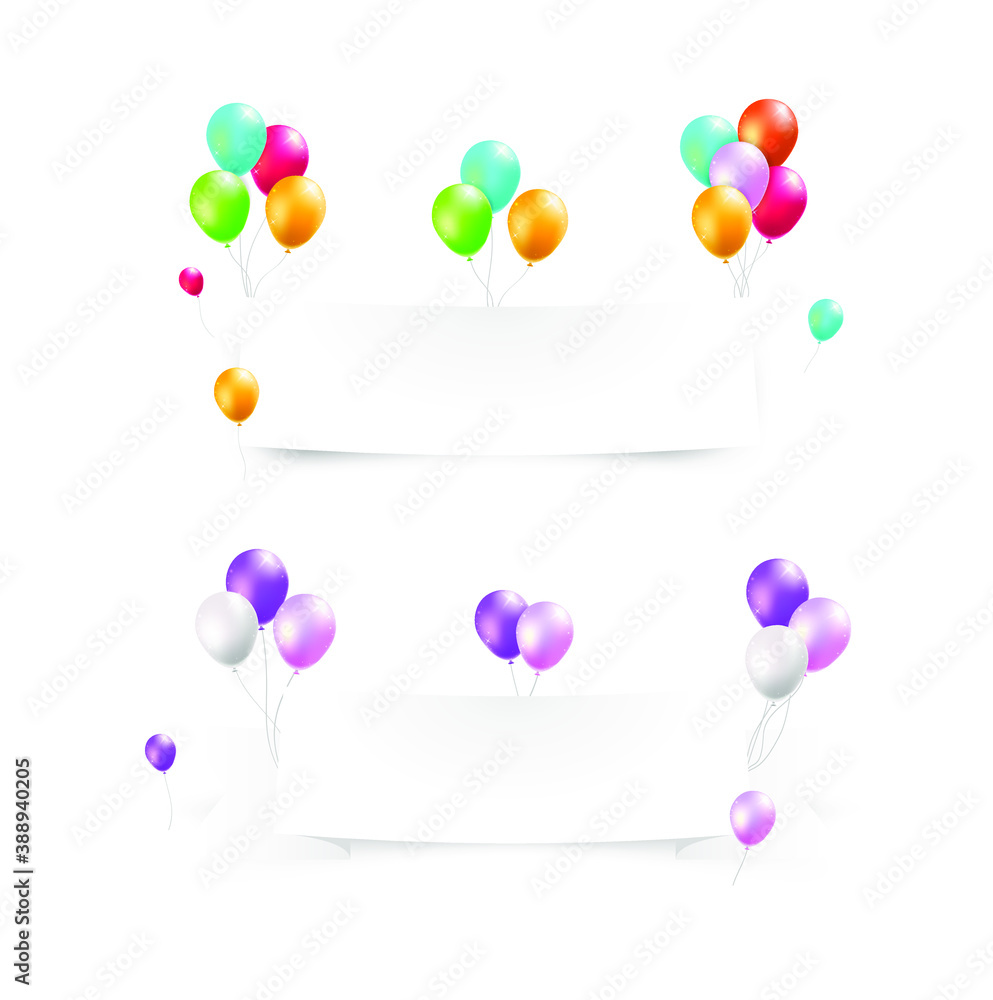 Poster set of realistic isolated colorful party elements on transparent background . isolated vector elemen