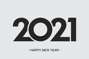 Happy new year 2021 cut paper background. Vector brochure design template