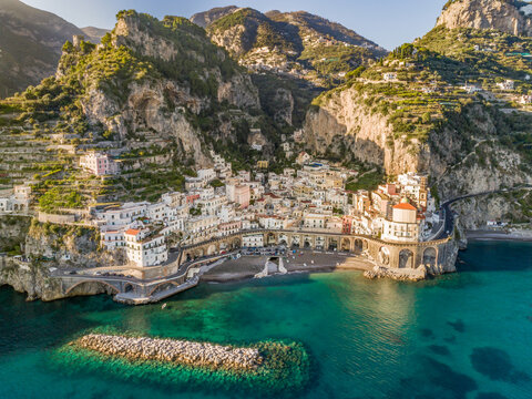 Panoramica aerial view of Atrani, Campania, Italy.