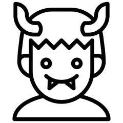 Demon avatar, Halloween costume vector icon