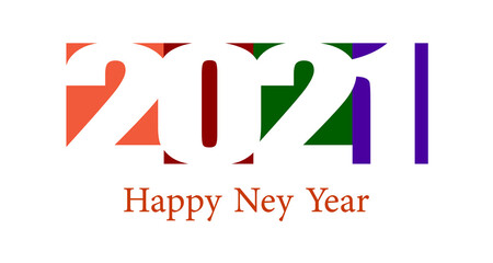 Happy Ney Year 2021.Template of bussiness design card 2021 celebration. Flat. Vector
