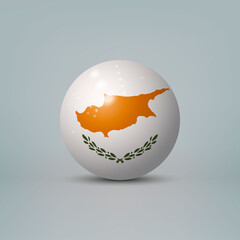 3d realistic glossy plastic ball or sphere with flag of Cyprus