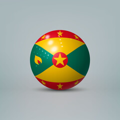 Obraz premium 3d realistic glossy plastic ball or sphere with flag of Grenada