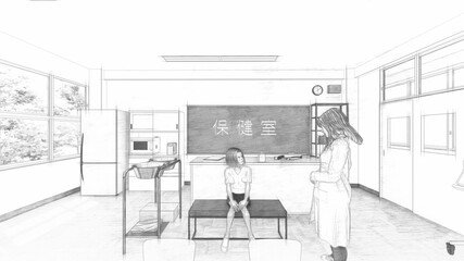 学校 教室 懇談会 人あり イラスト6 Wall Mural Wallpaper Murals 啓文 佐々木
