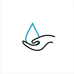 Water drop in hands isolated icon. Saving nature. Vector illustration.