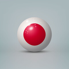 3d realistic glossy plastic ball or sphere with flag of Japan