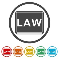 Law sing icon, color set