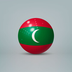 3d realistic glossy plastic ball or sphere with flag of Maldives