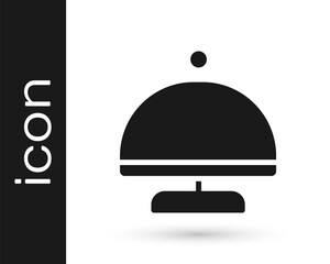 Black Covered with a tray of food icon isolated on white background. Tray and lid sign. Restaurant cloche with lid. Vector.