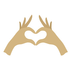 The palm of your hand with crossed heart shape with their fingers.