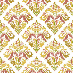Fototapeta na wymiar Classic seamless pattern. Damask orient colorful ornament. Classic vintage background. Orient ornament for fabric, wallpaper and packaging