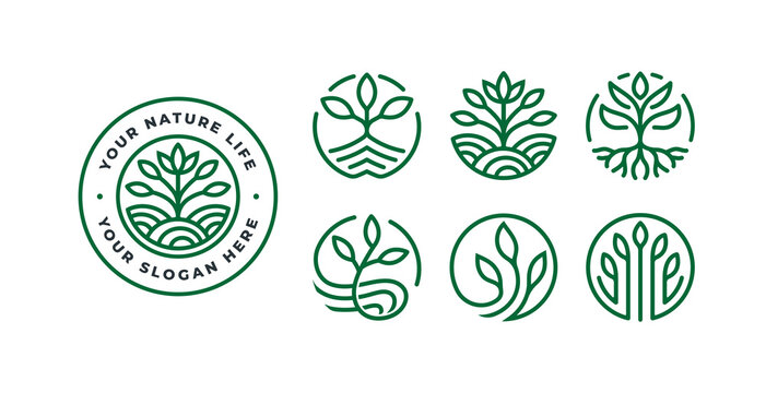 set of nature logo design