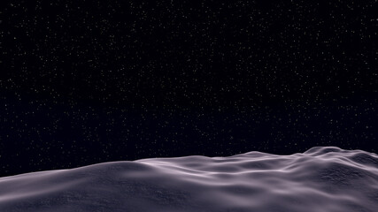 Naklejka premium mit Schnee und Eis bedeckter Berg bei Nacht, im Hintergrund wolkenloser Sternenhimmel