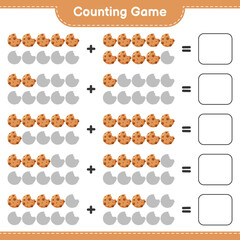 Counting game, count the number of Cookies and write the result. Educational children game, printable worksheet, vector illustration