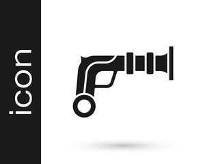 Black Vintage pistols icon isolated on white background. Ancient weapon. Vector.