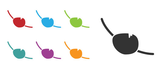 Black Pirate eye patch icon isolated on white background. Pirate accessory. Set icons colorful. Vector.