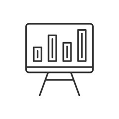 Flip chart with increasing sales graphic data clip art template. Vector black icon.