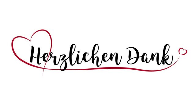 Thank you Animation with red heart 
(written in German: Herzlichen Dank)