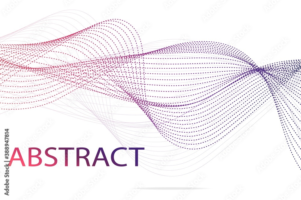 Poster abstract background of colored dynamic lines and dashes. futuristic vector background of wavy lines 