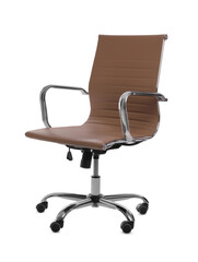 Fototapeta premium Comfortable leather office chair isolated on white