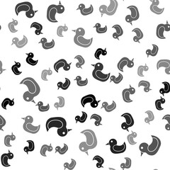 Black Rubber duck icon isolated seamless pattern on white background. Vector.