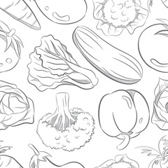 Vegetables pattern with hand drawing style