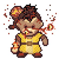 Injured person pixel art. Injured character. Falling eye character. Vector picture. happy Halloween pixel art.